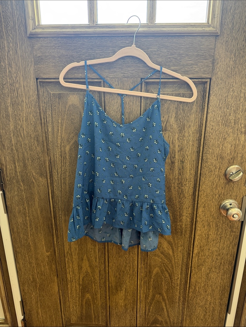 Abercrombie & Fitch Blue Floral Ruffle Cami